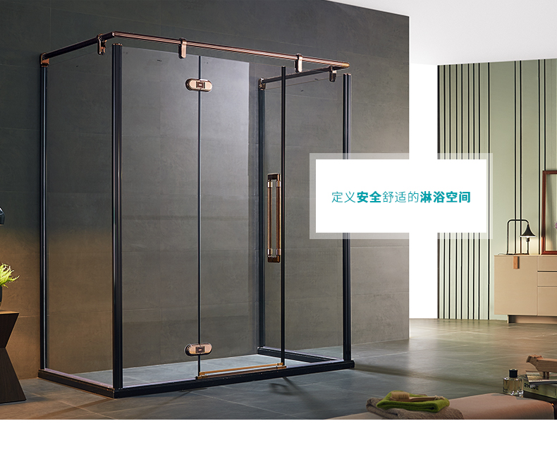 lens朗斯淋浴房定制钢化玻璃浴室隔断门卫生间干湿分离博恩u51